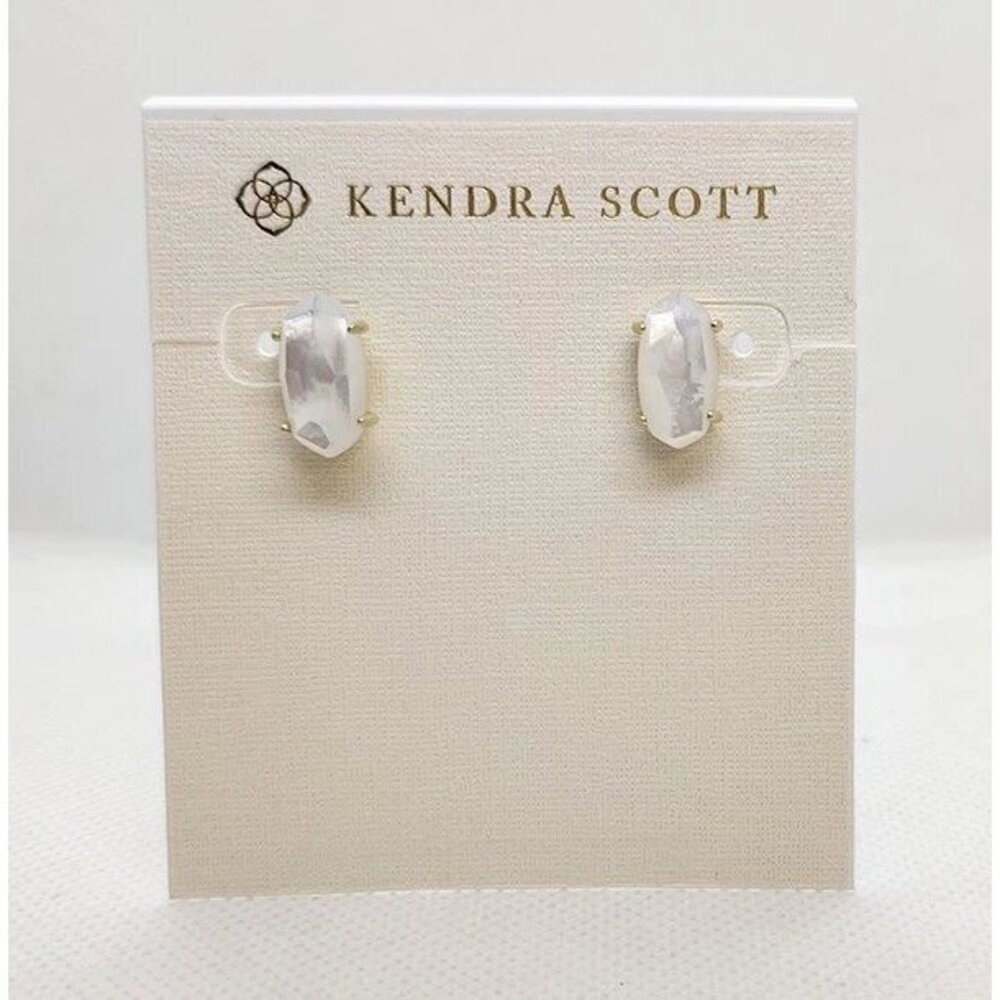 Kendra Scott Betty Stud Matte Gold Earrings In Ivory Shell
